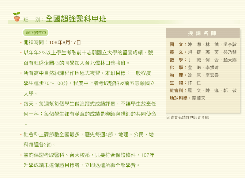 全國超強醫科甲班